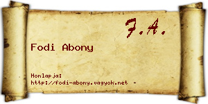 Fodi Abony névjegykártya